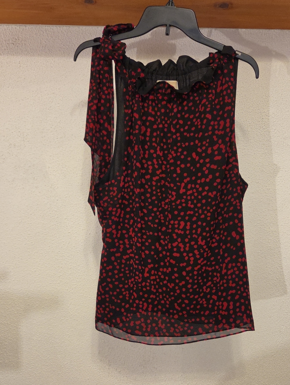 Michael Kors Black Sleeveless Camisole with Red Spot Print